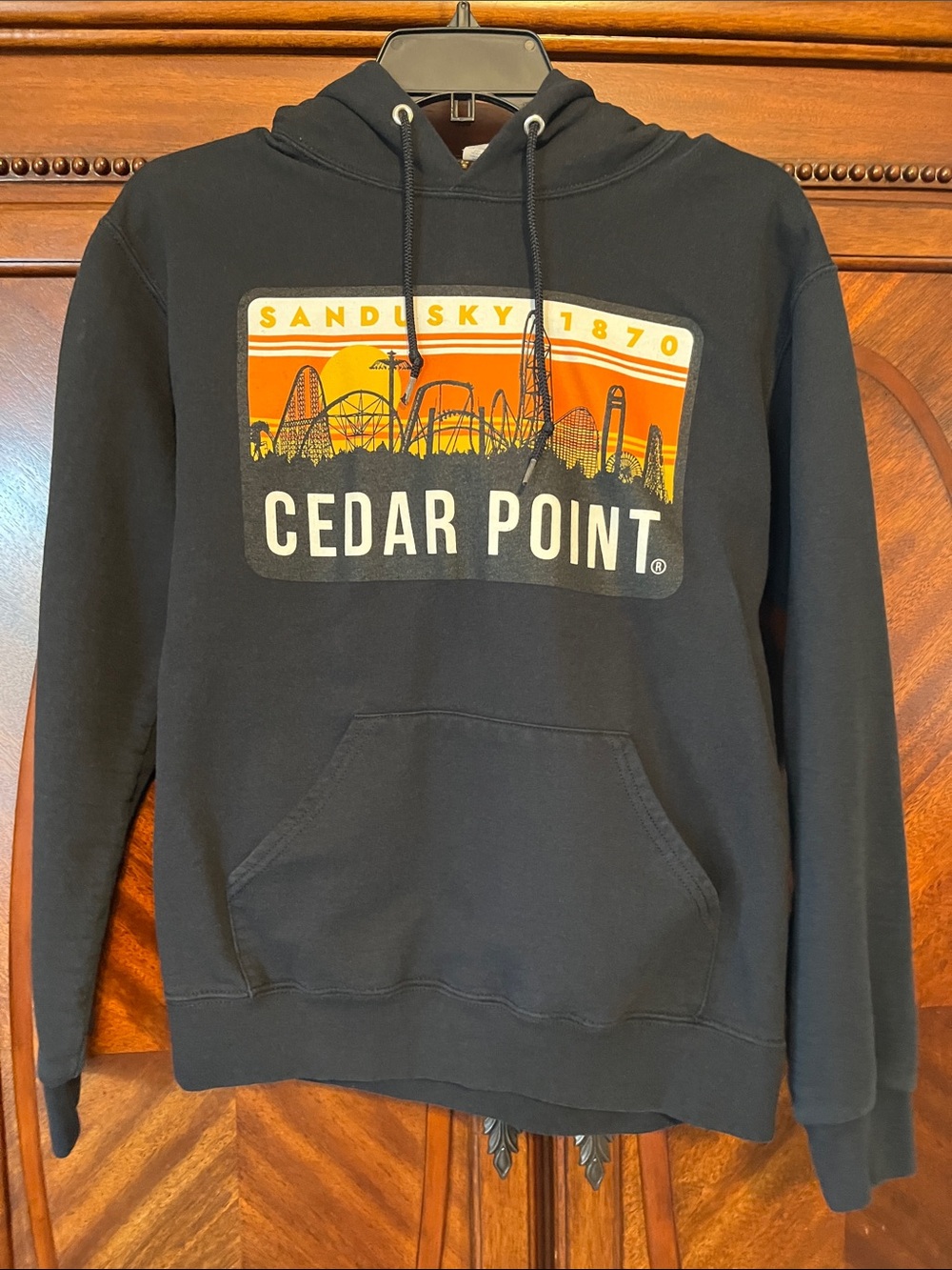 Cedar Point Black Hoodie with Orange Graphic